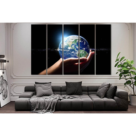 Planet Earth In Hand №SL394 Ready to Hang Canvas Print - Zellart Canvas Prints 0new, ALL_Products, Astronomy & Space Canvas Wall Art