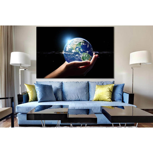 Planet Earth In Hand №SL969 Ready to Hang Canvas Print - Zellart Canvas Prints 0new, ALL_Products, Astronomy & Space Canvas Wall Art