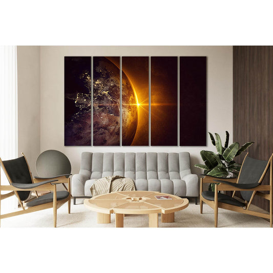 Planet Earth Space Sunrise №SL287 Ready to Hang Canvas Print - Zellart Canvas Prints 0new, ALL_Products, SUNRISE & SUNSET WALL ART