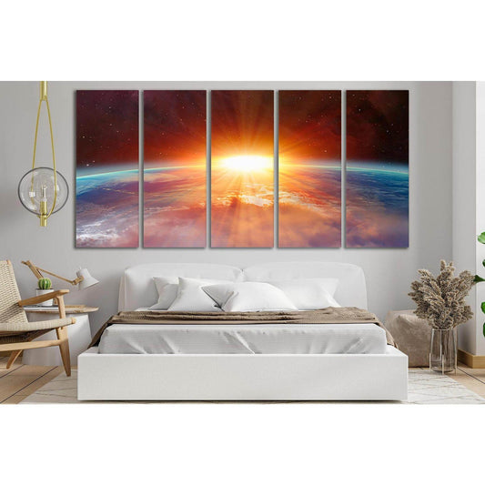 Planet Earth With A Spectacular Sunset №SL431 Ready to Hang Canvas Print - Zellart Canvas Prints 0new, ALL_Products, Astronomy & Space Canvas Wall Art