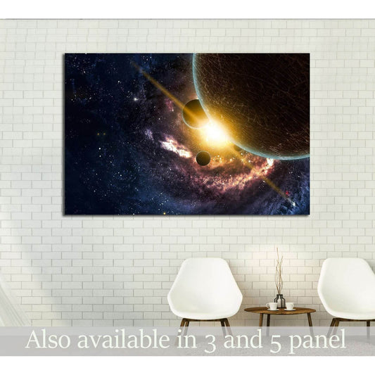 Planets over the nebulae in space №2463 Ready to Hang Canvas Print - Zellart Canvas Prints ALL_Products, s-2463