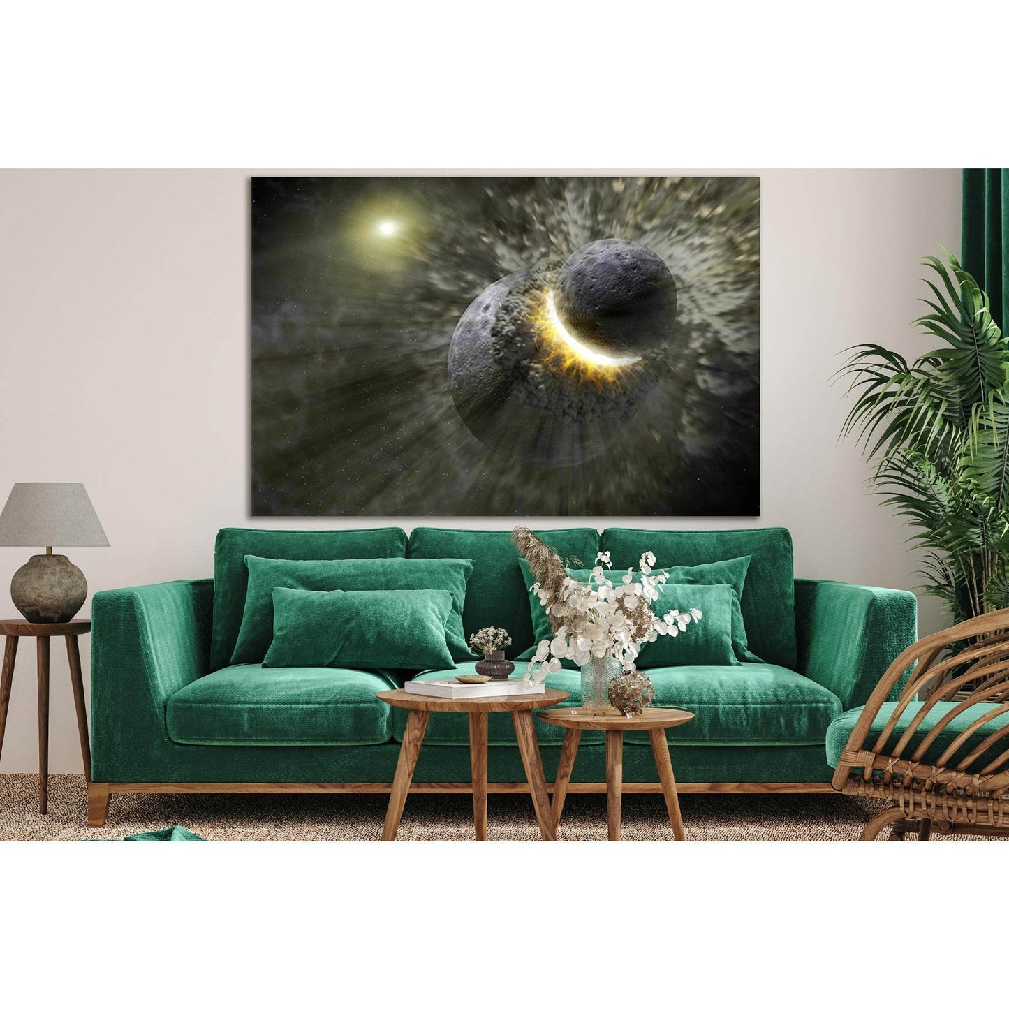 Planets Space Catastrophe №SL959 Ready to Hang Canvas Print - Zellart Canvas Prints 0new, ALL_Products, Astronomy & Space Canvas Wall Art