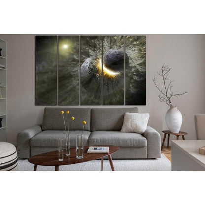 Planets Space Catastrophe №SL959 Ready to Hang Canvas Print - Zellart Canvas Prints 0new, ALL_Products, Astronomy & Space Canvas Wall Art