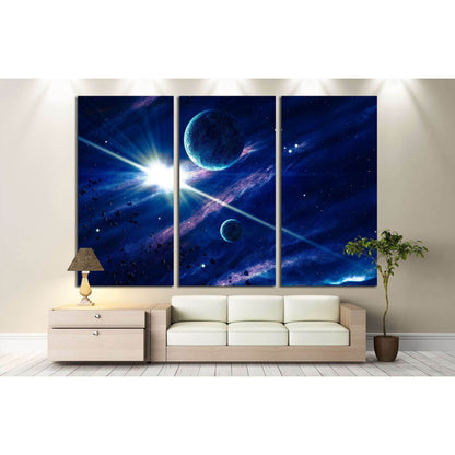 Planets with the shining star in space. Elements of this image furnished by NASA №2461 Ready to Hang Canvas Print - Zellart Canvas Prints ALL_Products, s-2461