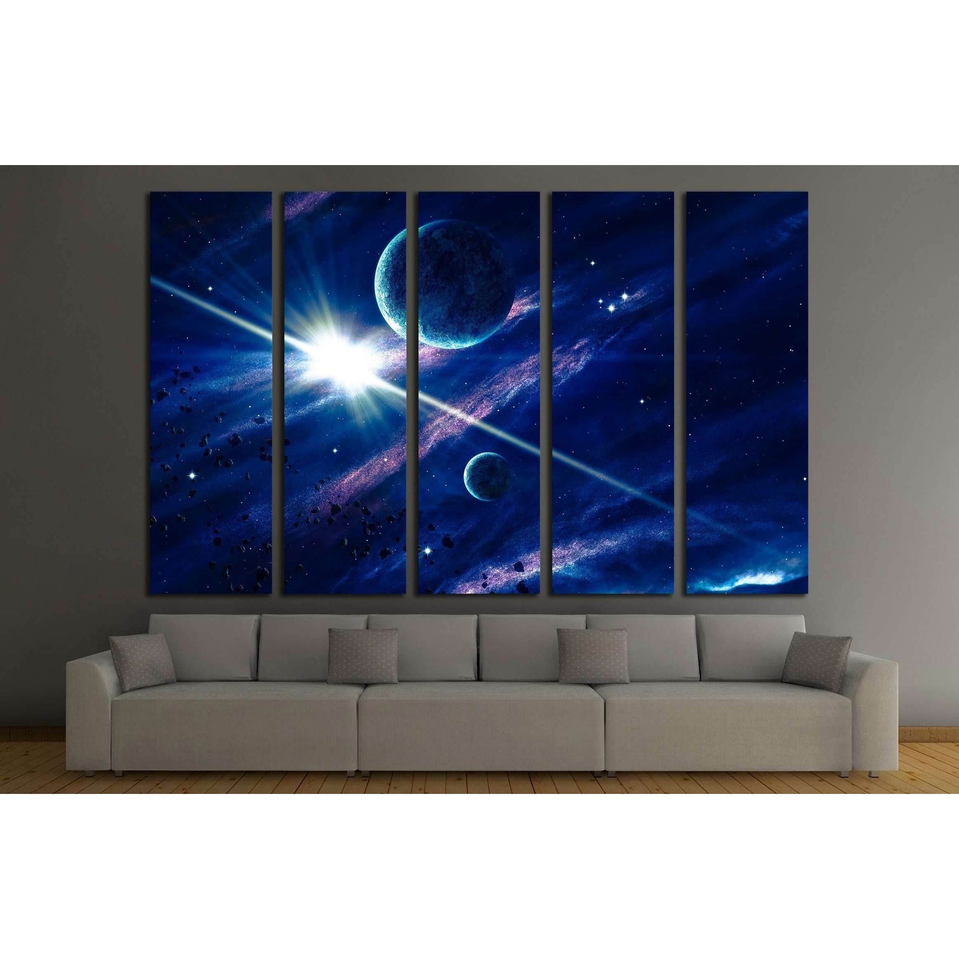 Planets with the shining star in space. Elements of this image furnished by NASA №2461 Ready to Hang Canvas Print - Zellart Canvas Prints ALL_Products, s-2461