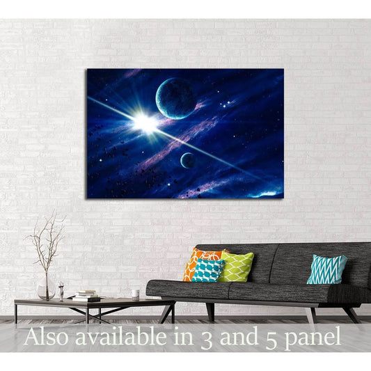 Planets with the shining star in space. Elements of this image furnished by NASA №2461 Ready to Hang Canvas Print - Zellart Canvas Prints ALL_Products, s-2461