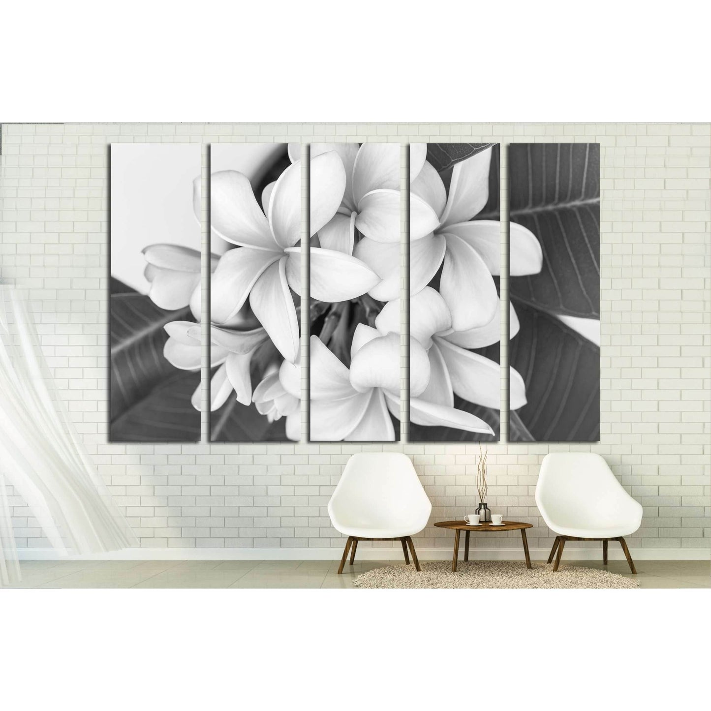 Plumeria or frangipani flower, Tropical flower . Black and white photography. №2839 Ready to Hang Canvas PrintCanvas art arrives ready to hang, with hanging accessories included and no additional framing required. Every canvas print is hand-crafted, made