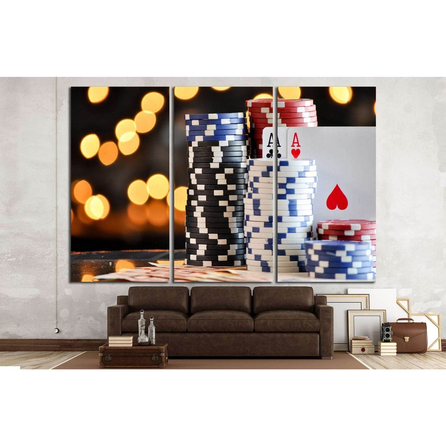 Poker Chips №725 Ready to Hang Canvas Print - Zellart Canvas Prints ALL_Products, s-725