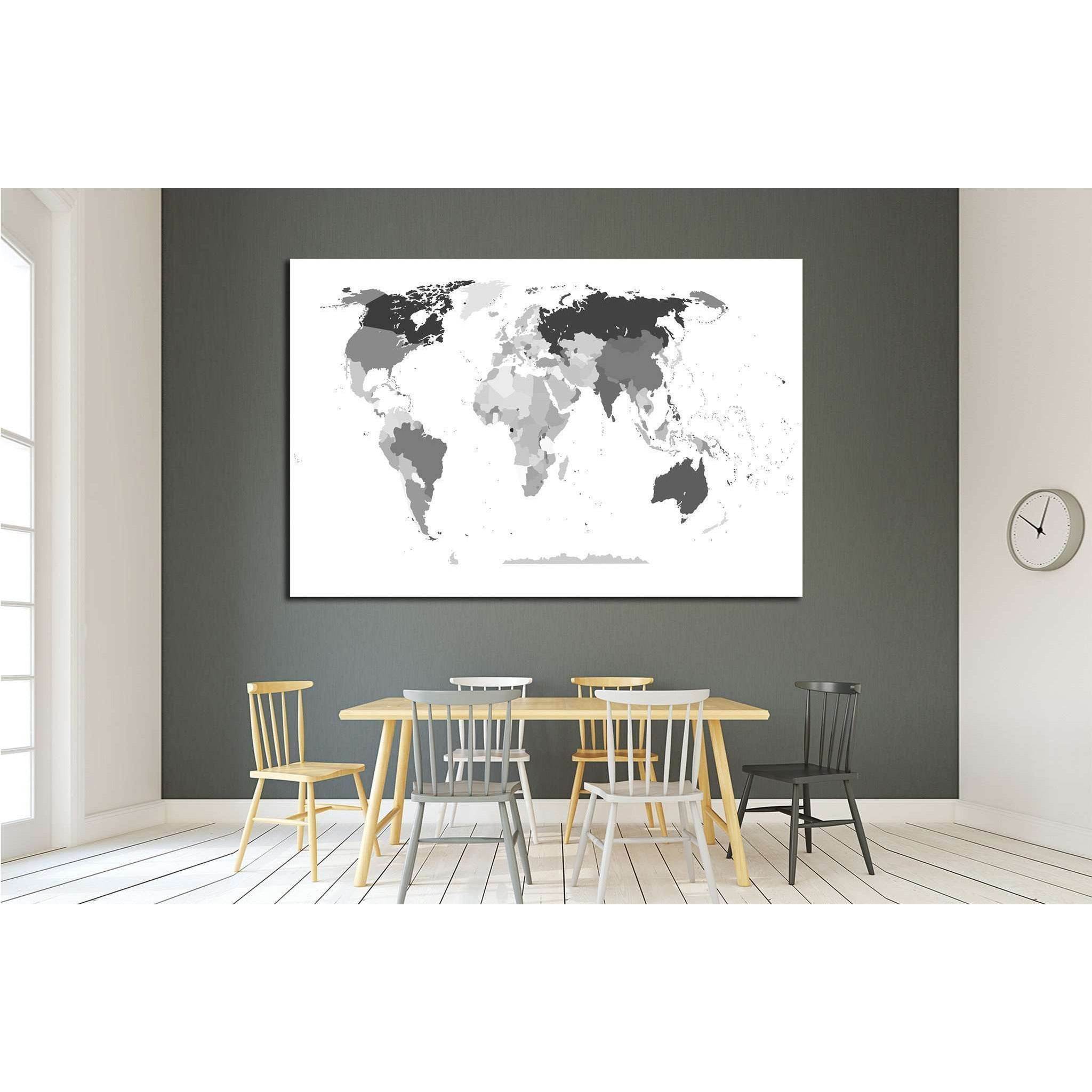 political map of the world №1928 Ready to Hang Canvas Print