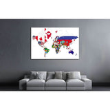 Political map of the world with country flags №1929 Ready to Hang Canvas Print