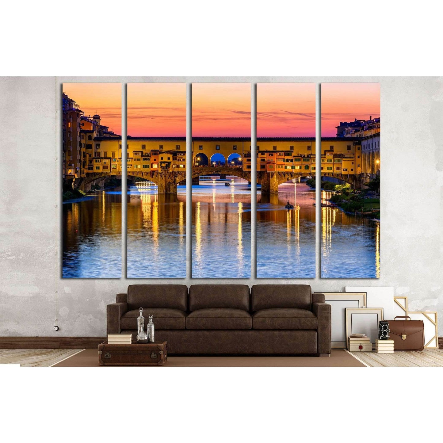 Ponte Vecchio over Arno River in Florence, Italy №1244 Ready to Hang Canvas PrintCanvas art arrives ready to hang, with hanging accessories included and no additional framing required. Every canvas print is hand-crafted, made on-demand at our workshop and