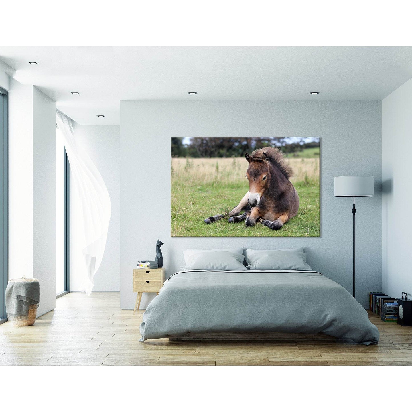 Pony Lying On The Grass In Exmoor №04246 Ready to Hang Canvas Print - Zellart Canvas Prints ALL_Products