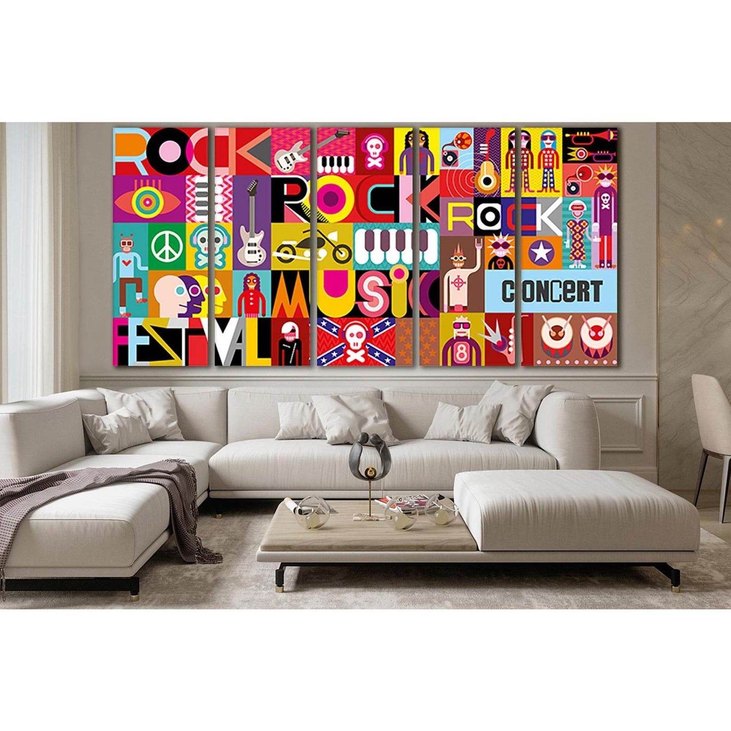 Pop Art Music Collage №SL532 Ready to Hang Canvas Print - Zellart Canvas Prints 0new, ALL_Products, Pop ART