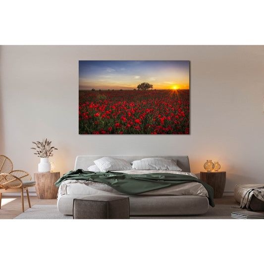Poppy field №D1214 Ready to Hang Canvas Print - Zellart Canvas Prints 0new, ALL_Products, Sunrise & sunset wall art