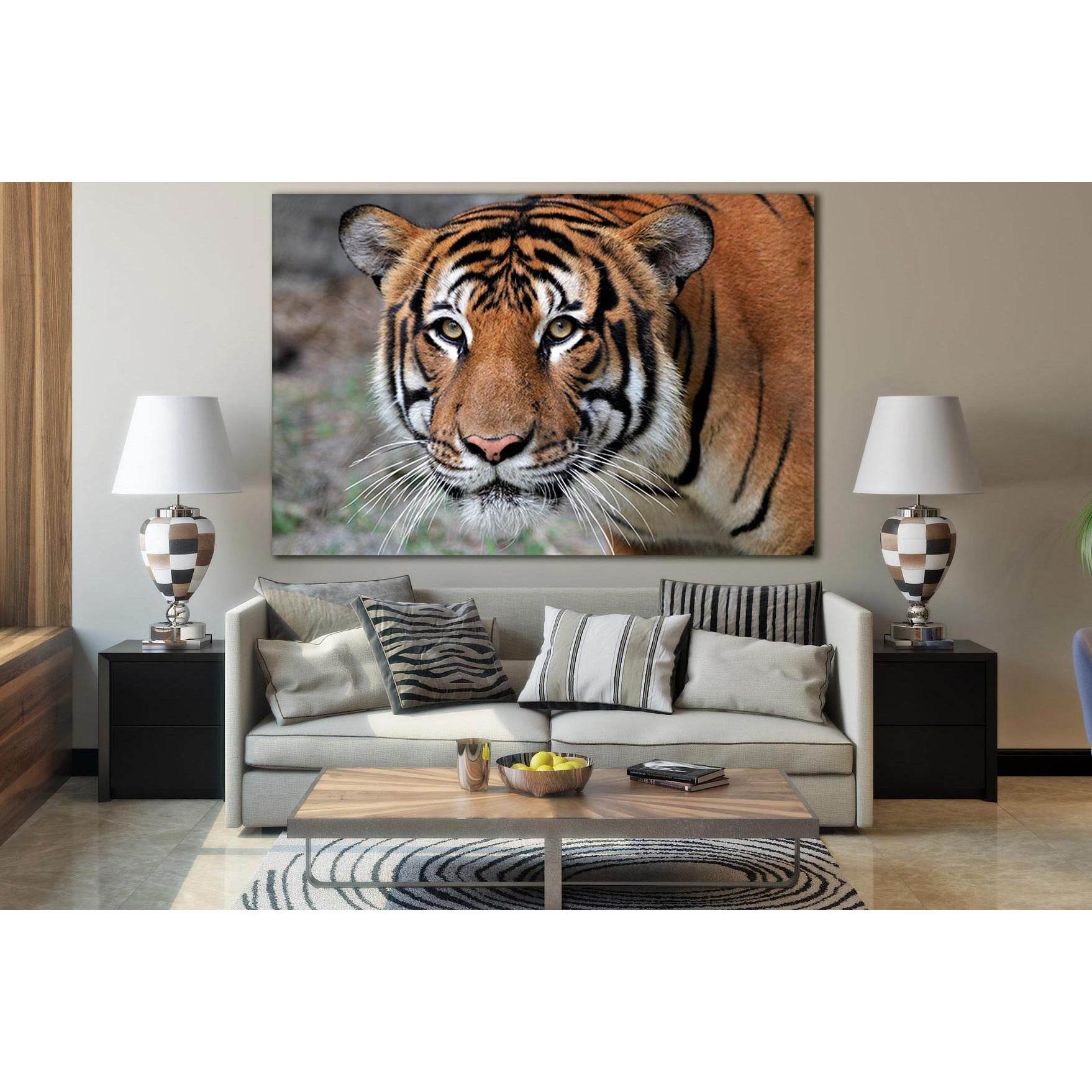 Portrait Of A Tiger №SL1009 Ready to Hang Canvas Print - Zellart Canvas Prints 0new, ALL_Products, Animals & Wildlife, Tiger