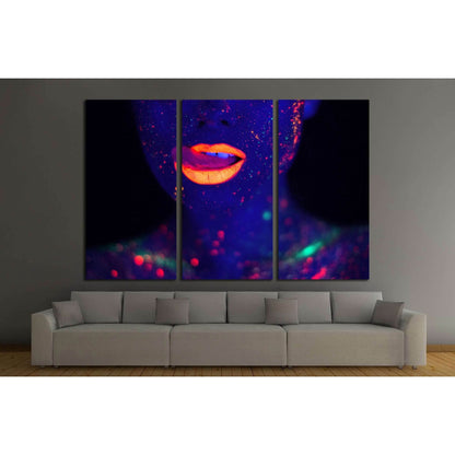 Portrait of Beautiful Fashion Woman in Neon UF Light №2783 Ready to Hang Canvas Print - Zellart Canvas Prints ALL_Products, s-2783