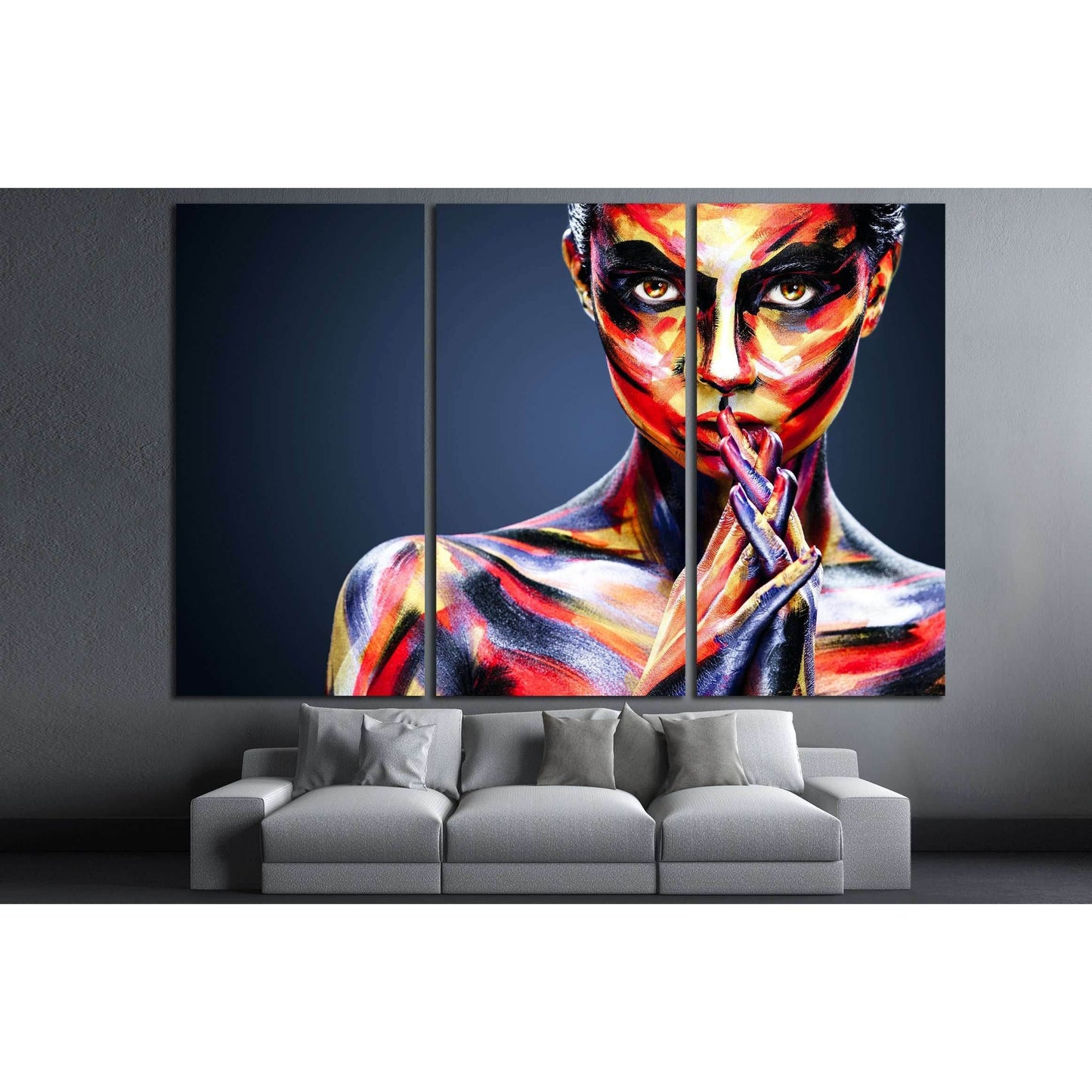 Portrait of the bright beautiful girl with art colorful make-up and bodyart №2762 Ready to Hang Canvas PrintCanvas art arrives ready to hang, with hanging accessories included and no additional framing required. Every canvas print is hand-crafted, made on