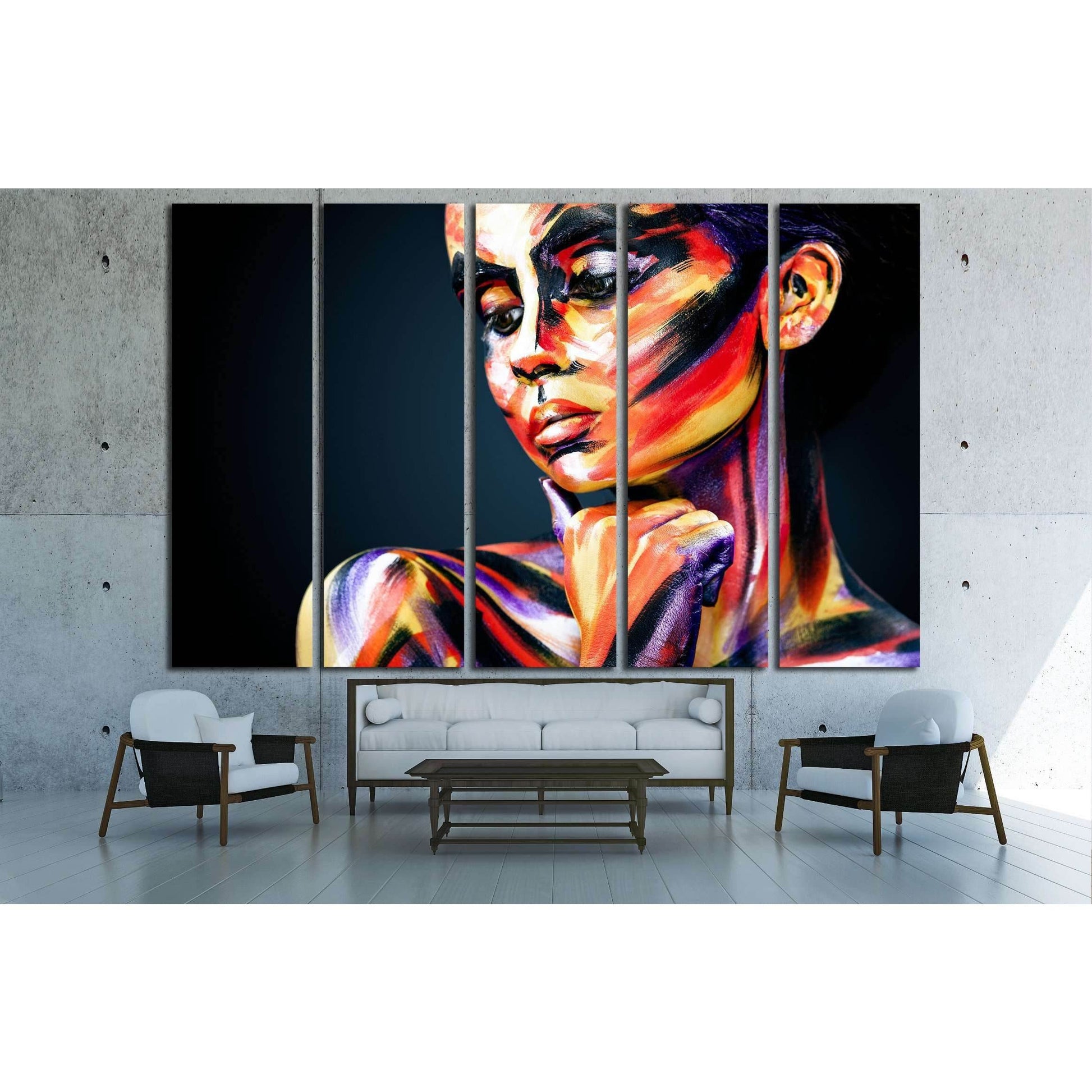 Portrait of the bright beautiful girl with art colorful make-up and bodyart №2763 Ready to Hang Canvas PrintCanvas art arrives ready to hang, with hanging accessories included and no additional framing required. Every canvas print is hand-crafted, made on