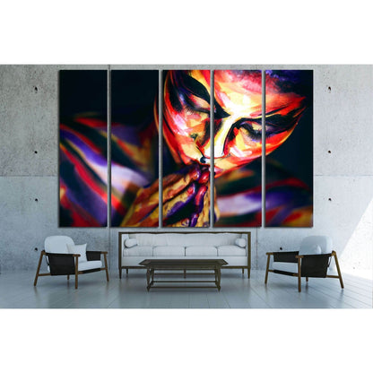 Portrait of the bright beautiful girl with art colorful make-up and bodyart №2764 Ready to Hang Canvas Print - Zellart Canvas Prints ALL_Products, s-2764