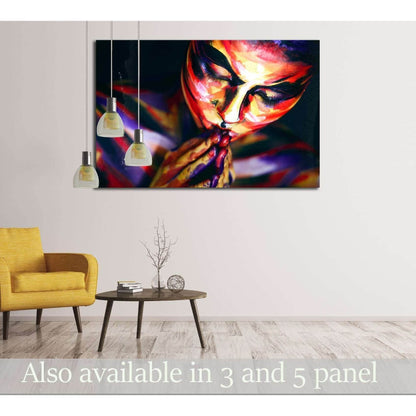 Portrait of the bright beautiful girl with art colorful make-up and bodyart №2764 Ready to Hang Canvas Print - Zellart Canvas Prints ALL_Products, s-2764