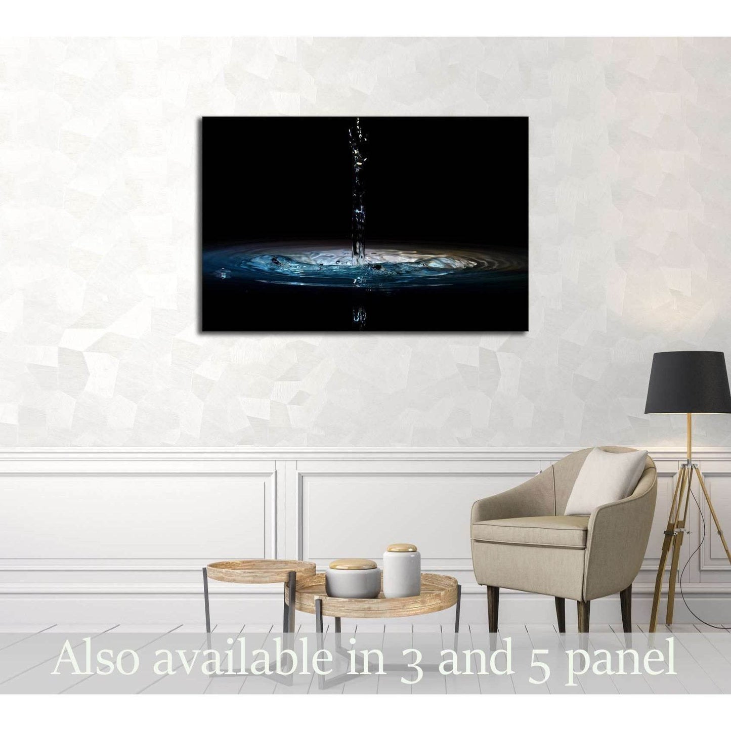 pouring of water in black background №3224 Ready to Hang Canvas Print - Zellart Canvas Prints ALL_Products, s-3224