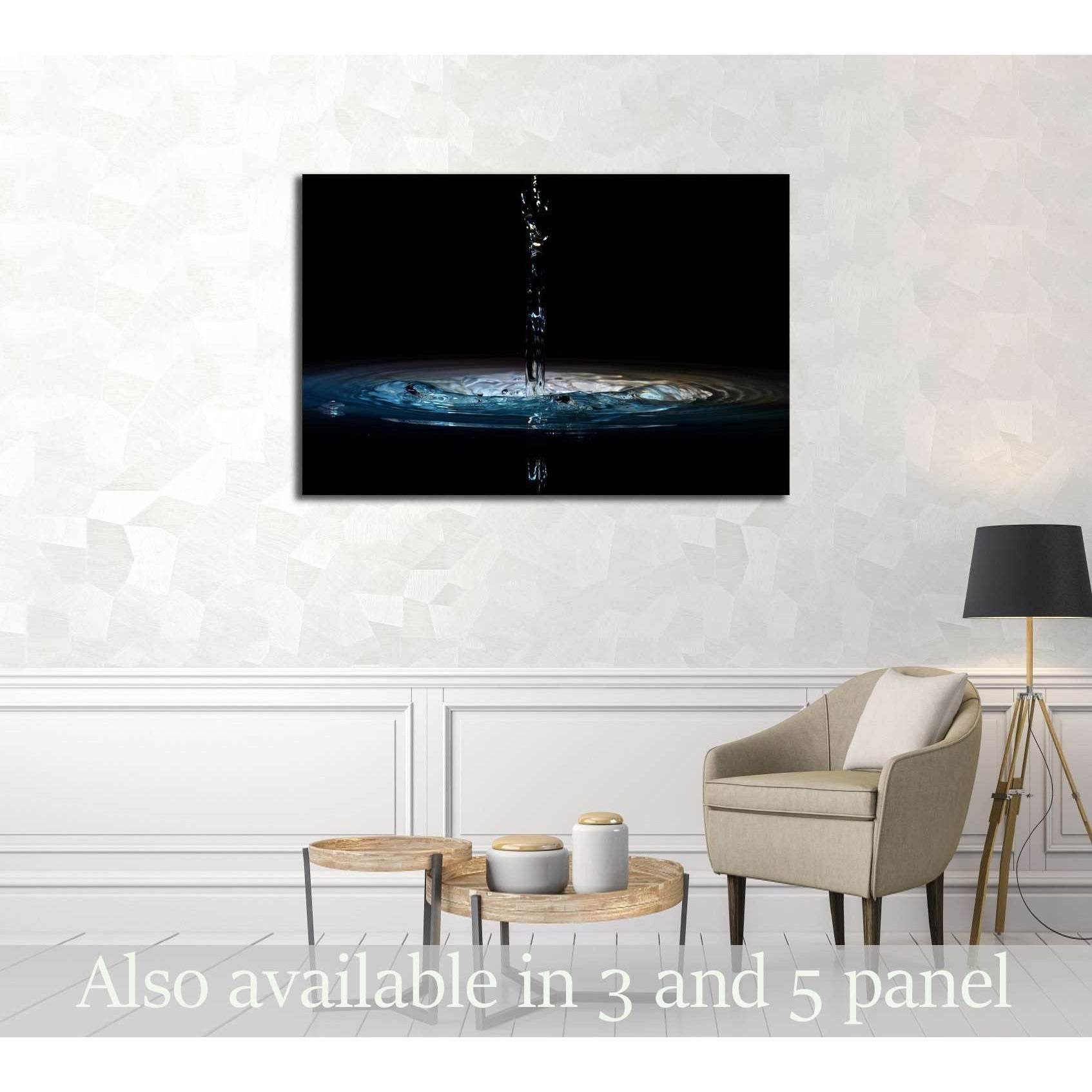 pouring of water in black background №3224 Ready to Hang Canvas Print - Zellart Canvas Prints ALL_Products, s-3224