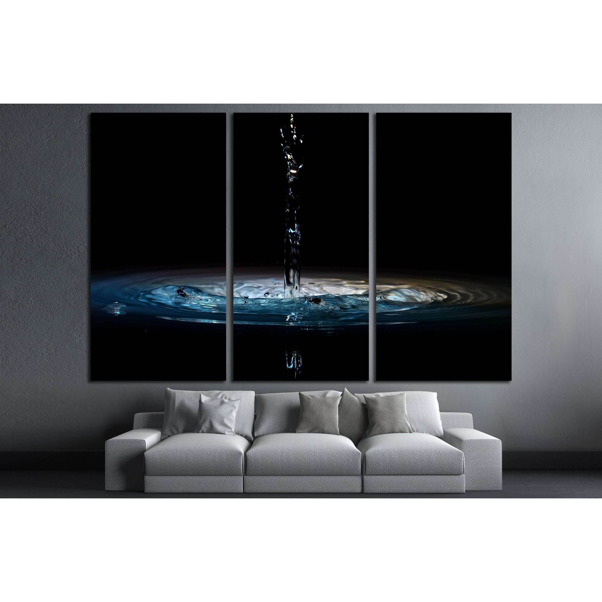pouring of water in black background №3224 Ready to Hang Canvas Print - Zellart Canvas Prints ALL_Products, s-3224
