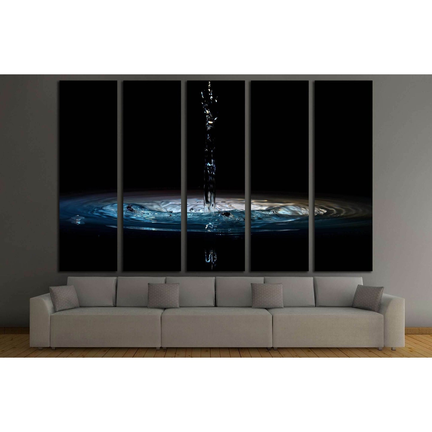 pouring of water in black background №3224 Ready to Hang Canvas Print - Zellart Canvas Prints ALL_Products, s-3224