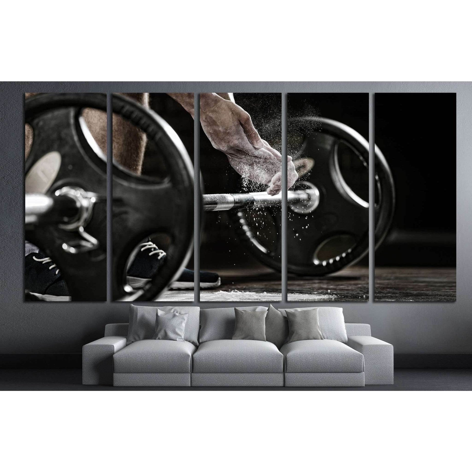 Powerlifter hand in talc preparing to bench press №1389 Ready to Hang Canvas Print - Zellart Canvas Prints ALL_Products, s-1389