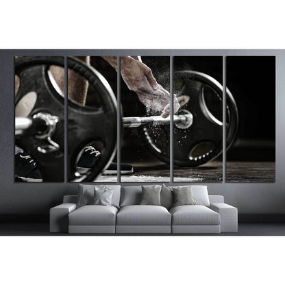 Powerlifter hand in talc preparing to bench press №1389 Ready to Hang Canvas Print - Zellart Canvas Prints ALL_Products, s-1389