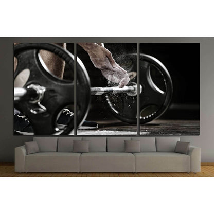 Powerlifter hand in talc preparing to bench press №1389 Ready to Hang Canvas Print - Zellart Canvas Prints ALL_Products, s-1389