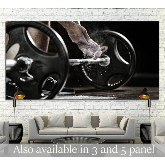 Powerlifter hand in talc preparing to bench press №1389 Ready to Hang Canvas PrintCanvas art arrives ready to hang, with hanging accessories included and no additional framing required. Every canvas print is hand-crafted, made on-demand at our workshop an