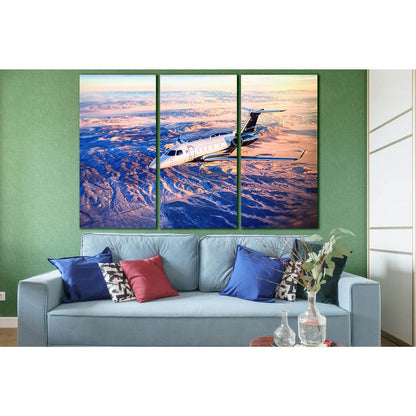 Private Plane Flies Over The Mountains №SL1435 Ready to Hang Canvas Print - Zellart Canvas Prints 0new, ALL_Products, Engine