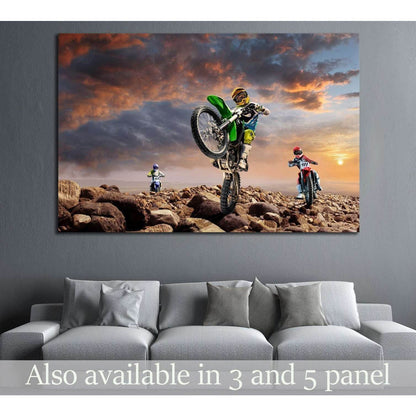 Professional dirt bike riders on top of vulcan №1890 Ready to Hang Canvas Print - Zellart Canvas Prints ALL_Products, s-1890