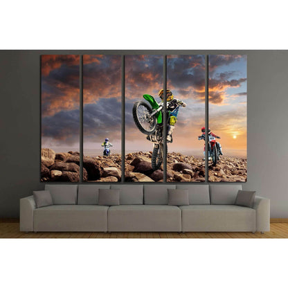 Professional dirt bike riders on top of vulcan №1890 Ready to Hang Canvas Print - Zellart Canvas Prints ALL_Products, s-1890
