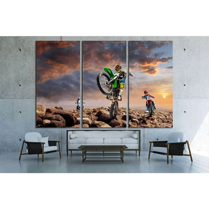 Professional dirt bike riders on top of vulcan №1890 Ready to Hang Canvas Print - Zellart Canvas Prints ALL_Products, s-1890