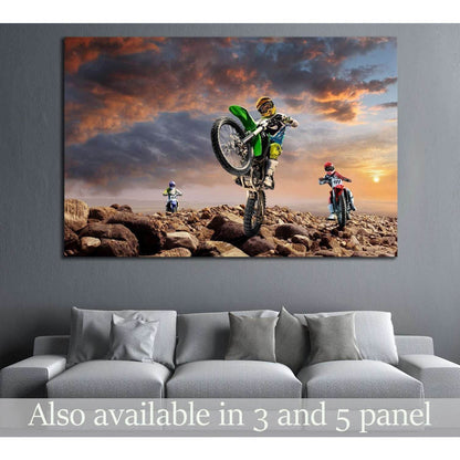 Professional dirt bike riders on top of vulcan №1890 Ready to Hang Canvas PrintCanvas art arrives ready to hang, with hanging accessories included and no additional framing required. Every canvas print is hand-crafted, made on-demand at our workshop and e