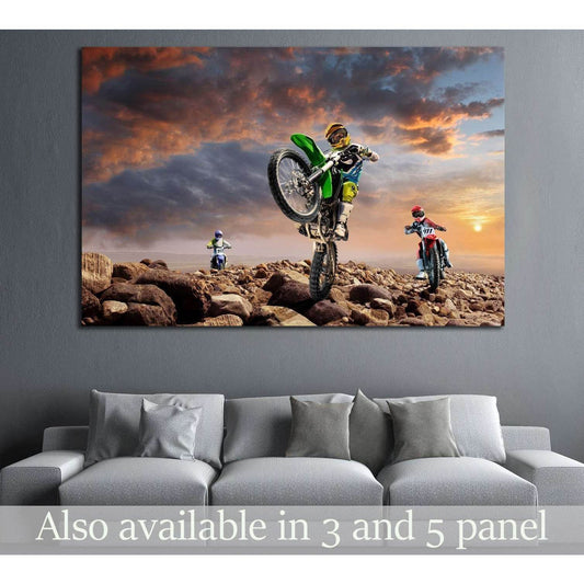 Professional dirt bike riders on top of vulcan №1890 Ready to Hang Canvas PrintCanvas art arrives ready to hang, with hanging accessories included and no additional framing required. Every canvas print is hand-crafted, made on-demand at our workshop and e