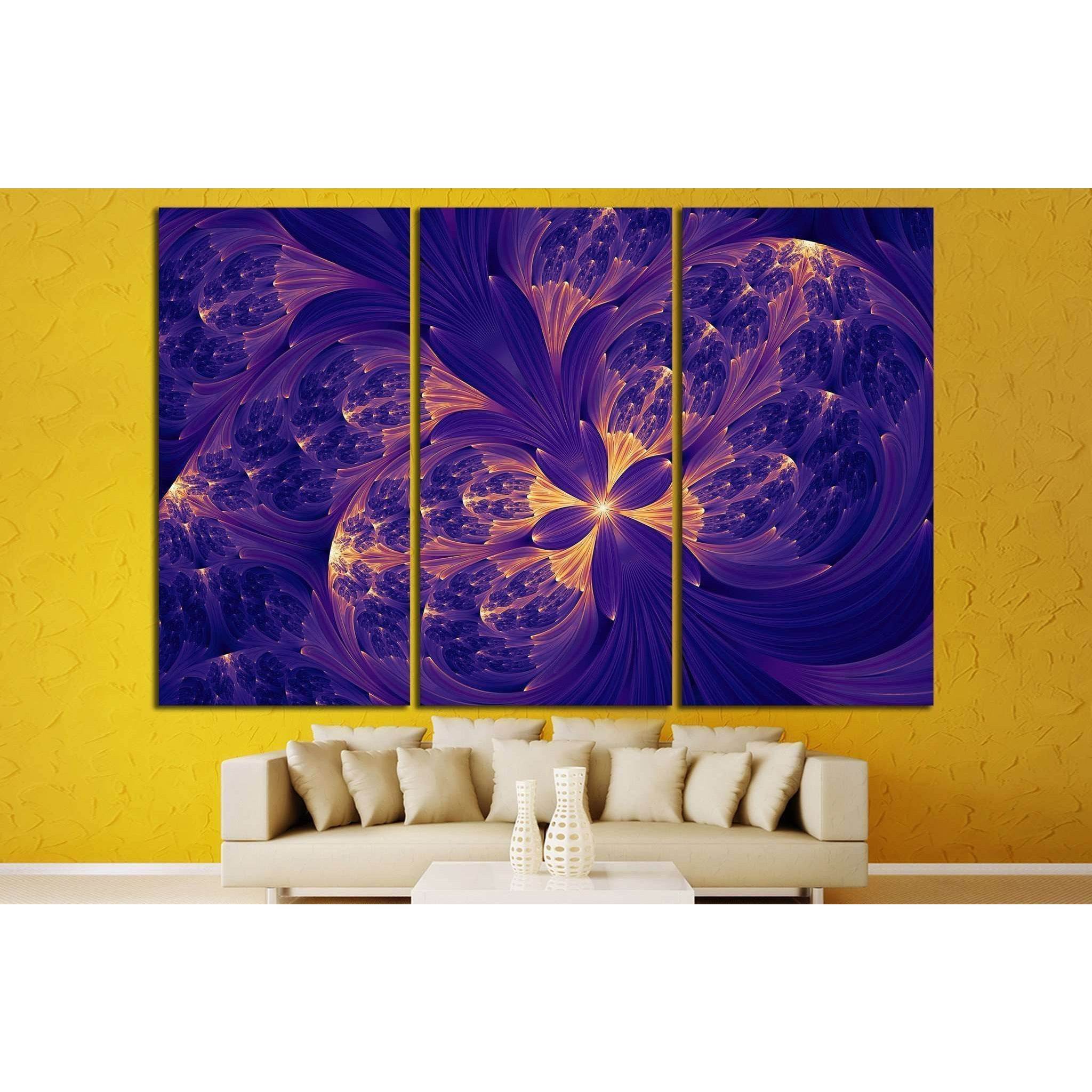 purple abstract flower psychedelic background №1419 Ready to Hang Canvas Print