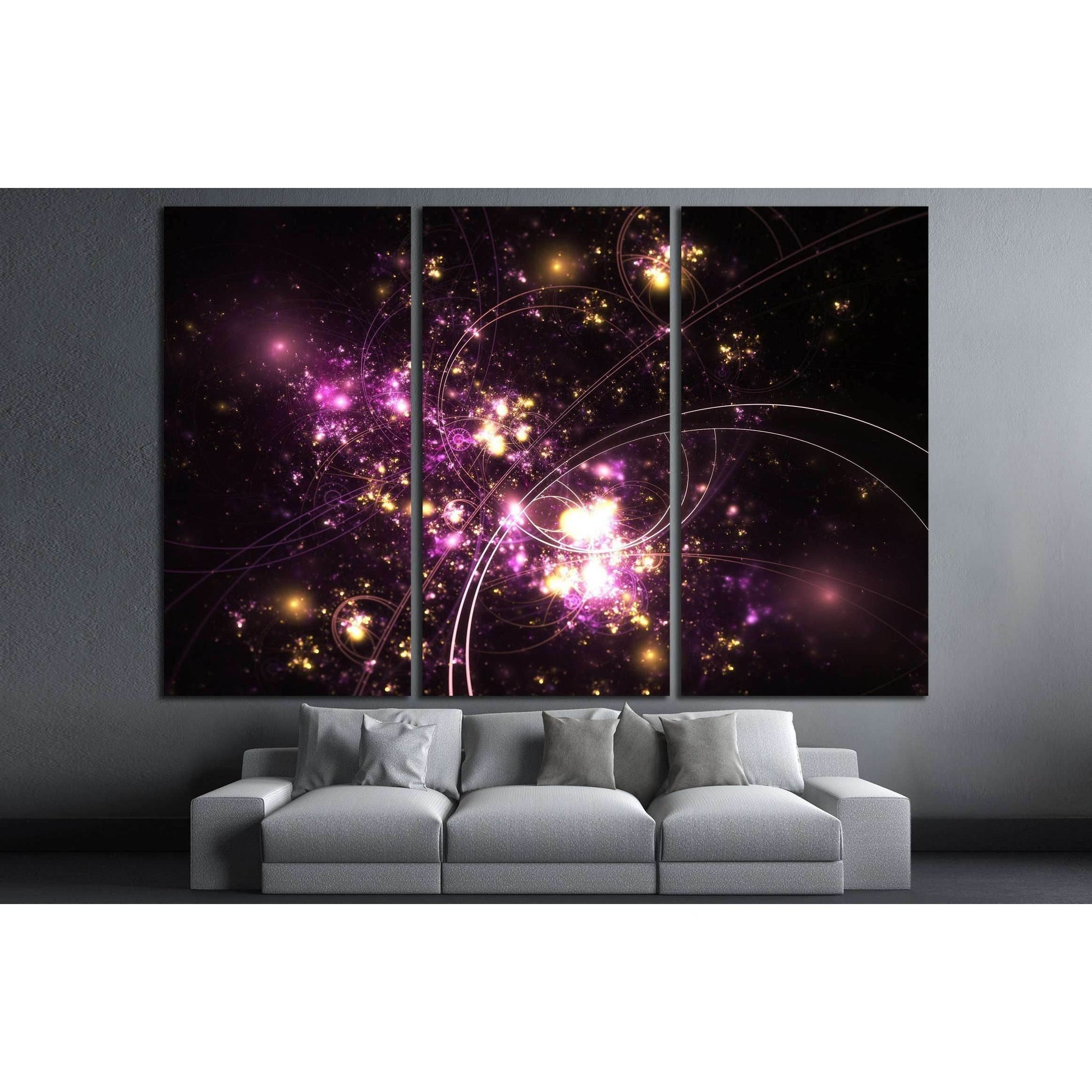 Purple and gold fractal machine №3017 Ready to Hang Canvas Print - Zellart Canvas Prints ALL_Products, s-3017