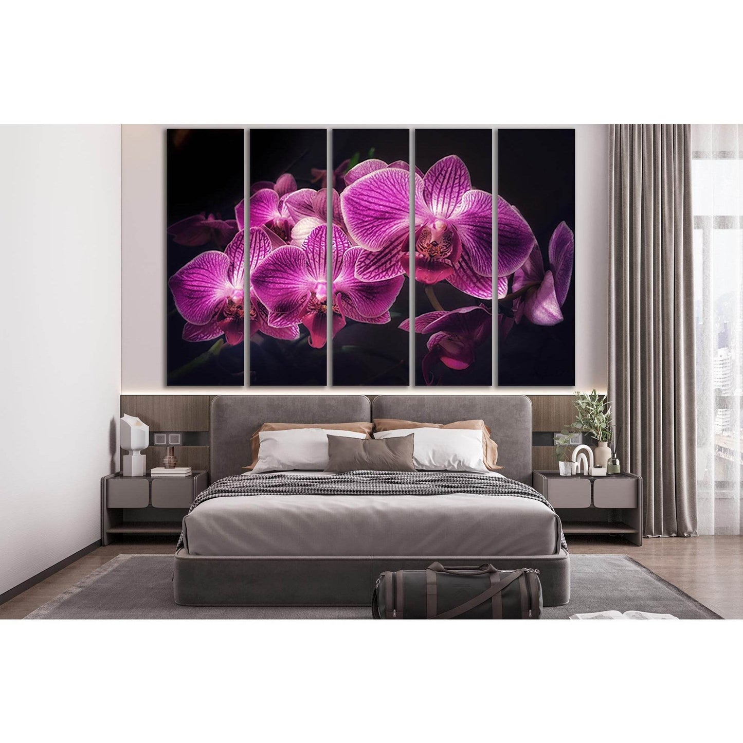 Purple Orchids №SL731 Ready to Hang Canvas Print - Zellart Canvas Prints 0new, ALL_Products, Floral & Botanical Wall Art