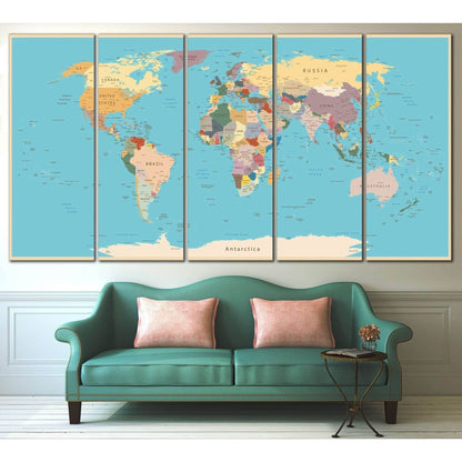 Push Pin World Map №807 Ready to Hang Canvas Print - Zellart Canvas Prints ALL_Products, autopostr_pinterest_65155, autopostr_pinterest_65157, autopostr_pinterest_65158, autopostr_pinterest_65160