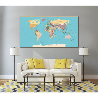 Push Pin World Map №807 Ready to Hang Canvas Print - Zellart Canvas Prints ALL_Products, autopostr_pinterest_65155, autopostr_pinterest_65157, autopostr_pinterest_65158, autopostr_pinterest_65160