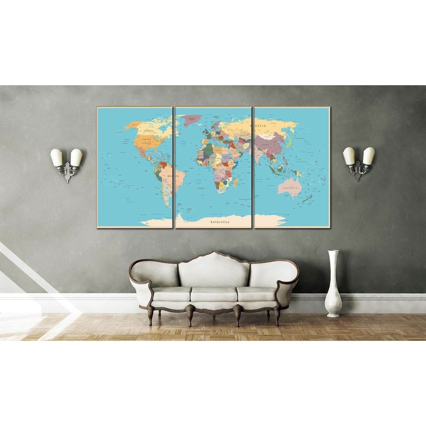 Push Pin World Map №807 Ready to Hang Canvas Print - Zellart Canvas Prints ALL_Products, autopostr_pinterest_65155, autopostr_pinterest_65157, autopostr_pinterest_65158, autopostr_pinterest_65160