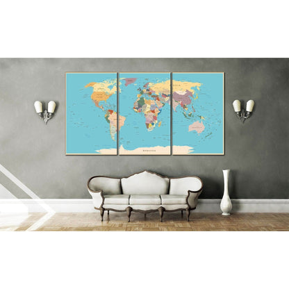 Push Pin World Map №807 Ready to Hang Canvas Print - Zellart Canvas Prints ALL_Products, autopostr_pinterest_65155, autopostr_pinterest_65157, autopostr_pinterest_65158, autopostr_pinterest_65160