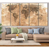 Rustic World Map №800 Ready to Hang Canvas Print