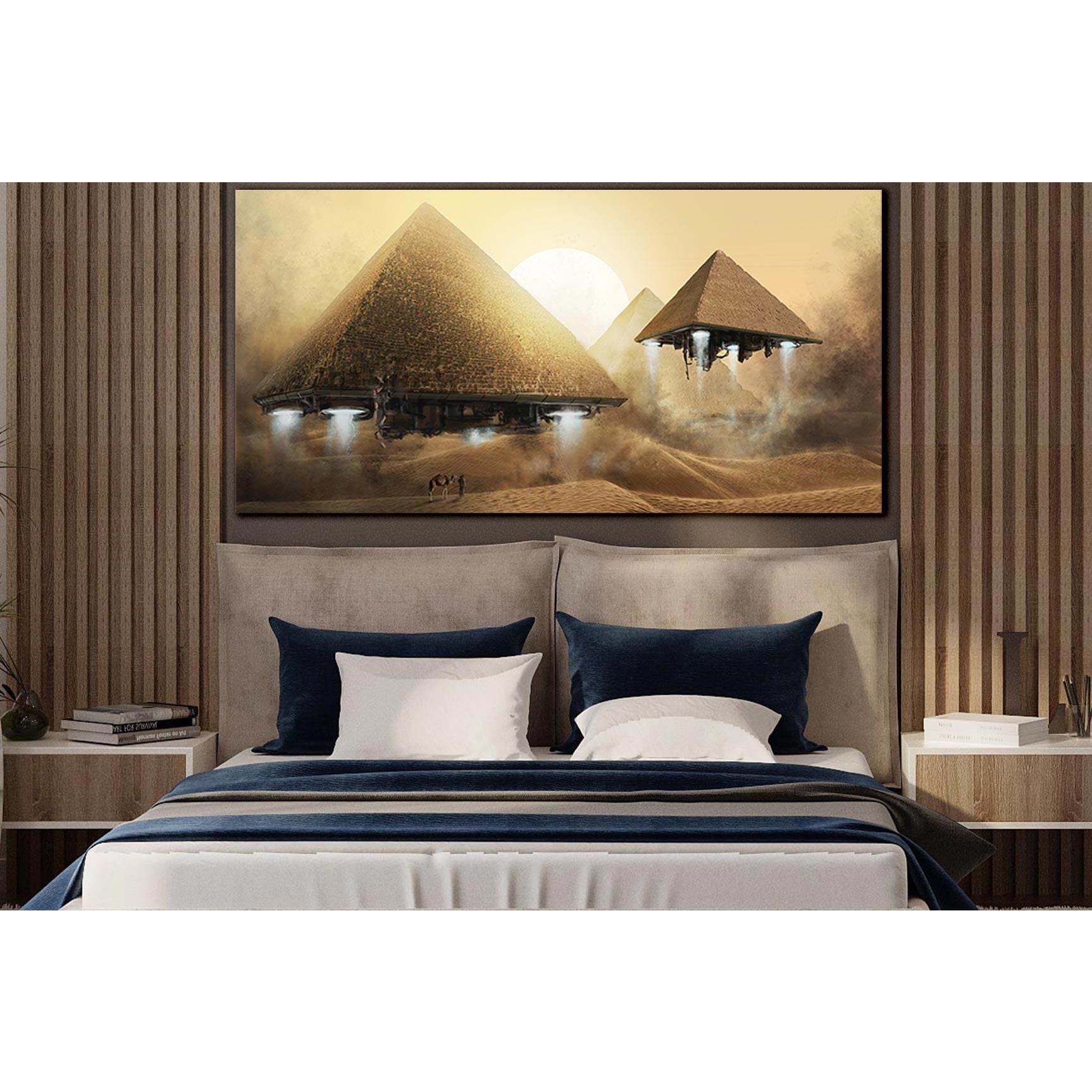 Pyramid Spaceships №SL1290 Ready to Hang Canvas Print - Zellart Canvas Prints 0new, ALL_Products, Fantasy And Sci Fi Wall Art