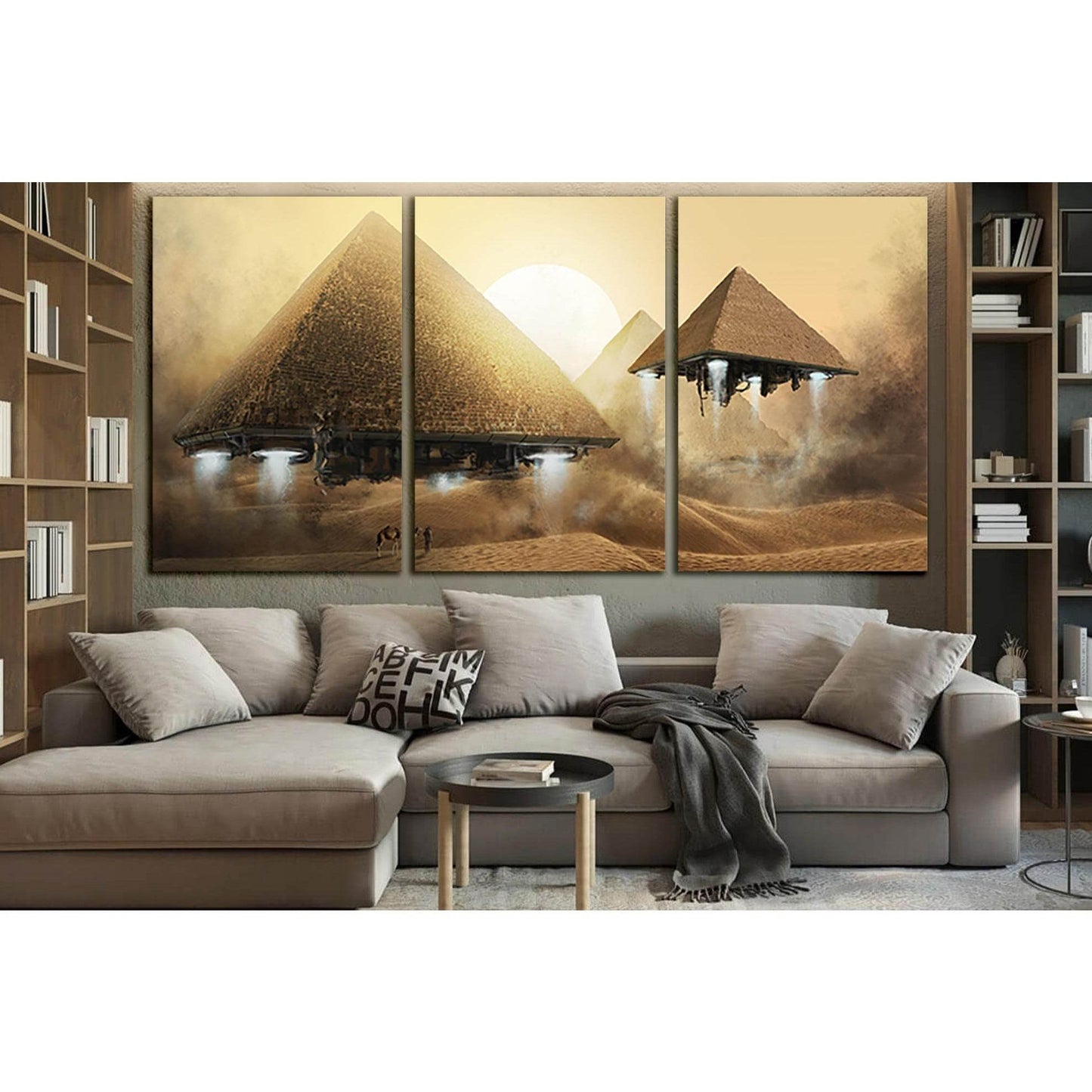 Pyramid Spaceships №SL1290 Ready to Hang Canvas Print - Zellart Canvas Prints 0new, ALL_Products, Fantasy And Sci Fi Wall Art