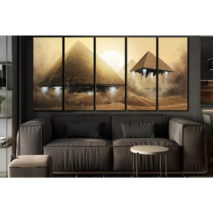 Pyramid Spaceships №SL1290 Ready to Hang Canvas Print - Zellart Canvas Prints 0new, ALL_Products, Fantasy And Sci Fi Wall Art