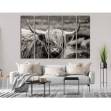 Black and White Highland Cow №04344 Ready to Hang Canvas Print